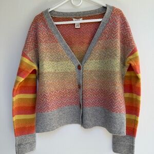 Sundance Lambswool Striped V-neck Cardigan